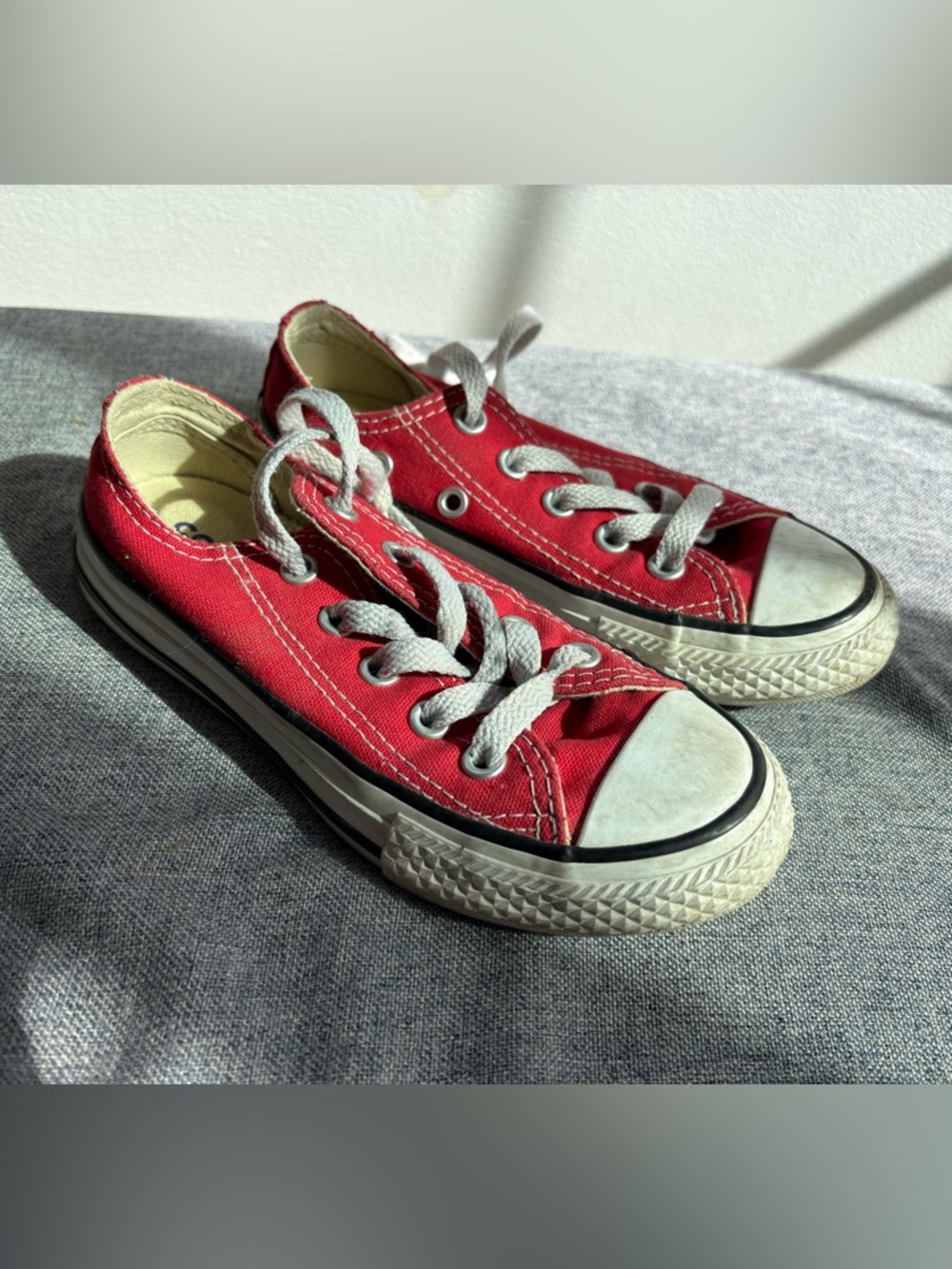 Converse Kids Red Canvas Low-Top Sneakers with White Accents